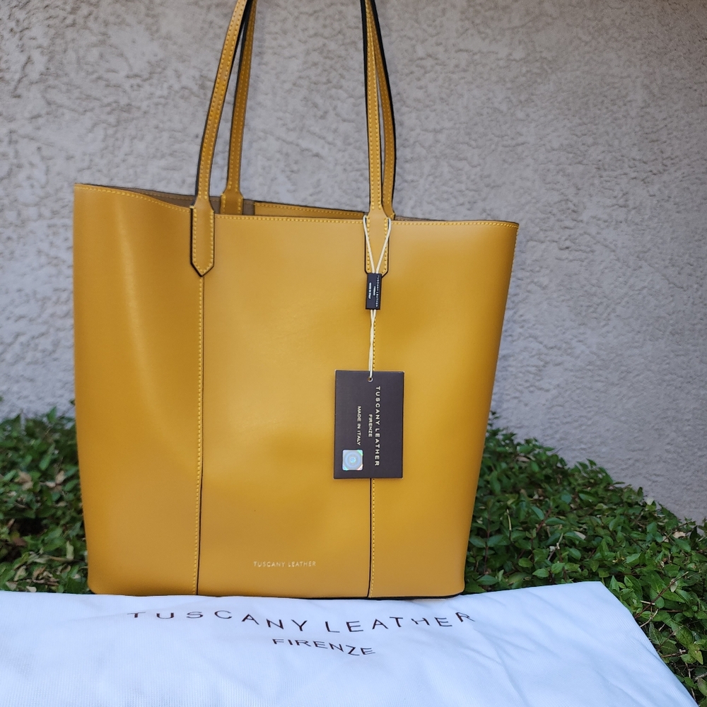 Dafne Borsa Leather In Pelle Shopping Tote Handbag Large- NWT